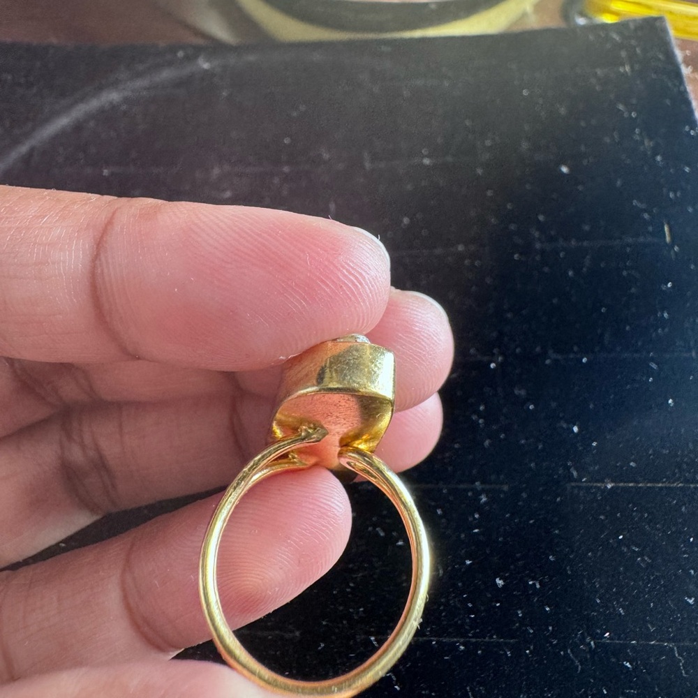 Gold Brass Ring with kyaniteG reen Stone - Picture 5 of 7